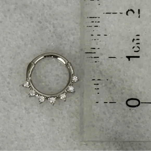 Sterling Silver Crystal Spike Helix Daith Conch Cartilage Hoop Earring - Picture 4 of 4